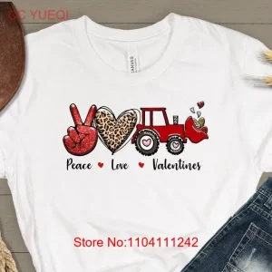 Peace and Love T Shirt Valentine Days Women Valentines Day Cute long or short sleeves
