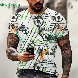Football 3D Print Fashion Mens Clothing O-Neck T-shirts for Men Harajuku Street T-shirts for Men Short Sleeve Tee Summer Tops